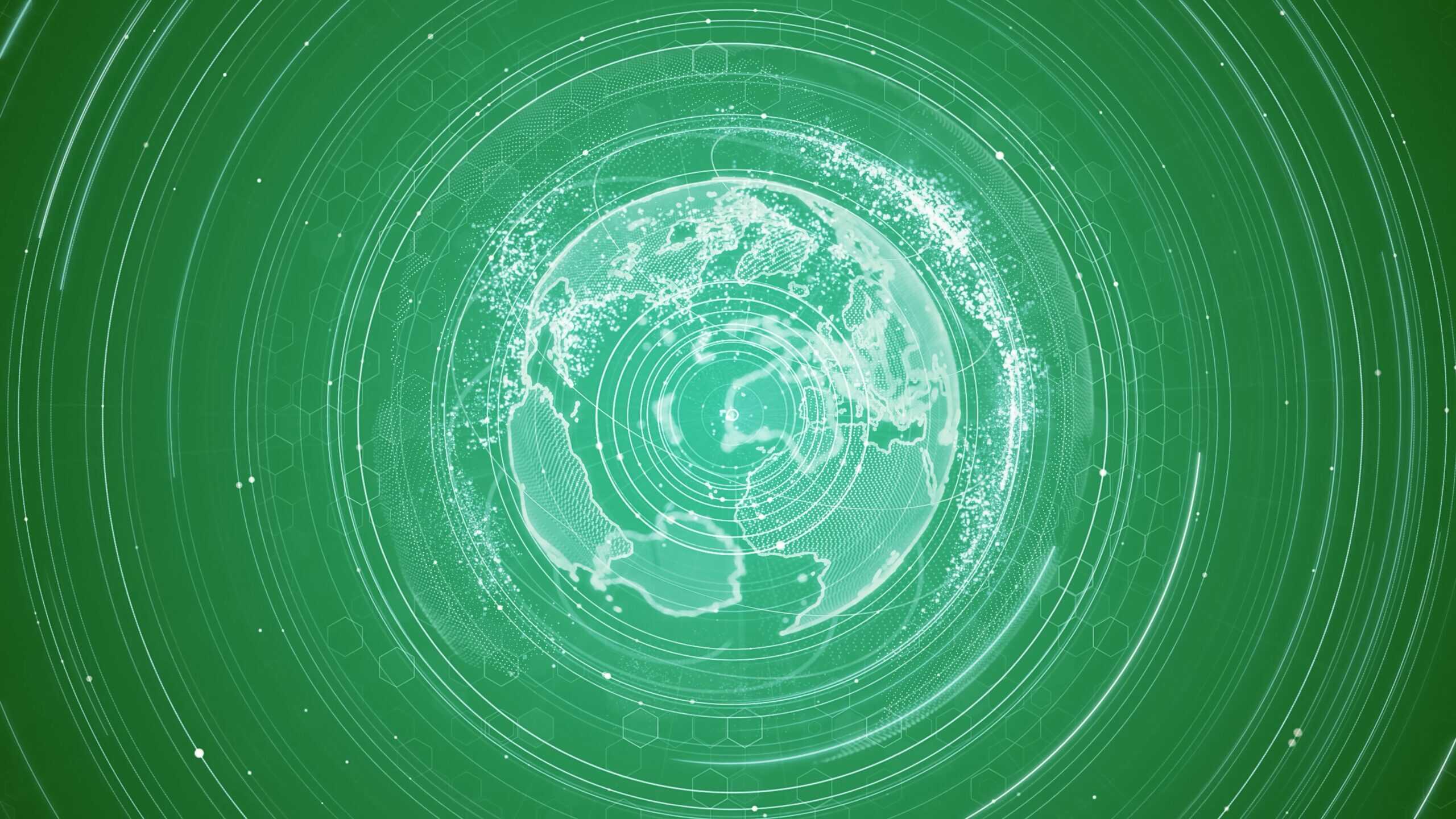 Green image of globe as an orb